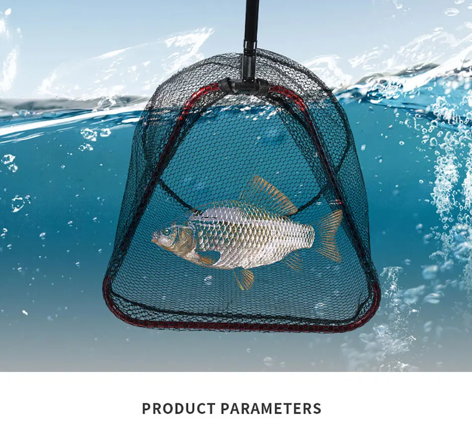 Aluminum Alloy Rubber Coated Fish Landing Net Foldable Telescopic Sea Fly Fishing Net Floating Fishing Net 40cm/60cm/65cm