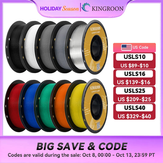 KINGROON PETG 3D Printer Filament 1.75mm 5KG 10KG Mix Color 3D Printing Material 1kg/roll  petg Plastic For FDM 3dprinter