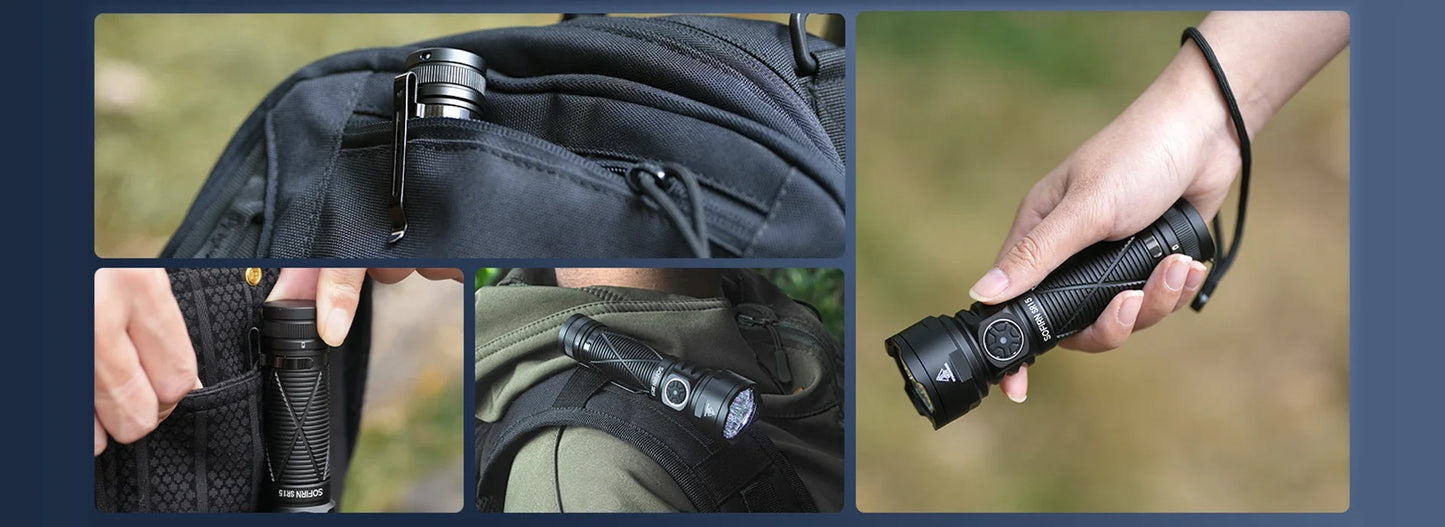 Sofirn SR15 4500LM Flashlight SFT25R Powerful LED Light 21700 USB C Rechargeable Discharge Torch