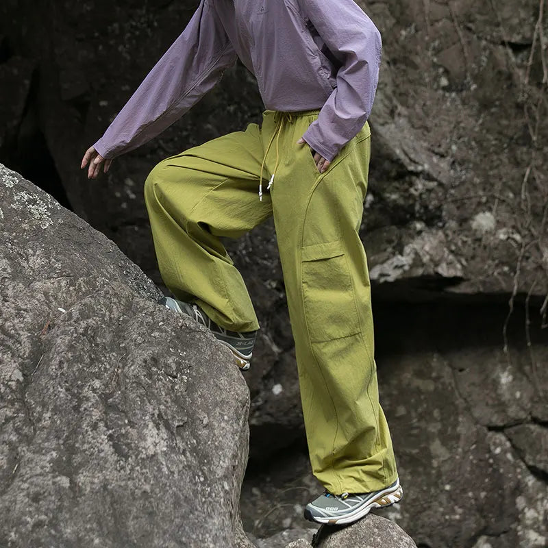 Women's Trendy Street Style Cargo Pants Fashion Oversized Pocket High Waist Baggy Pant Women Hip Hop Straight New Trousers Pink