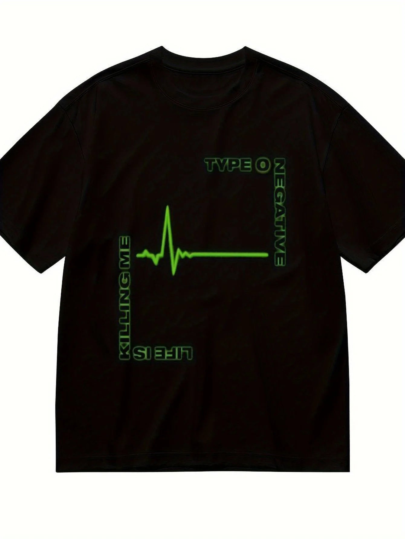 Type O Negative Life Is Killing Me Heartbeat Graphic Men'S Cotton T Shirt Pure Cotton Durable Casual Fashion