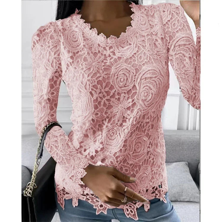 Lace T Shirt Women Elegant Casual Tshirt Woman Clothing Summer Fashion Tops Tee Vintage Clothes Streetwear Solid T-Shirts Blusas