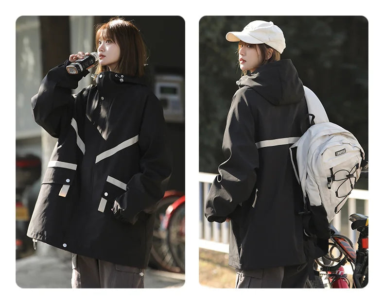 Women's Waterproof Hiking Jacket Windproof Running Coat Outdoor Camping Fishing Trekking Hunting Coat Fashion Hooded Windbreaker