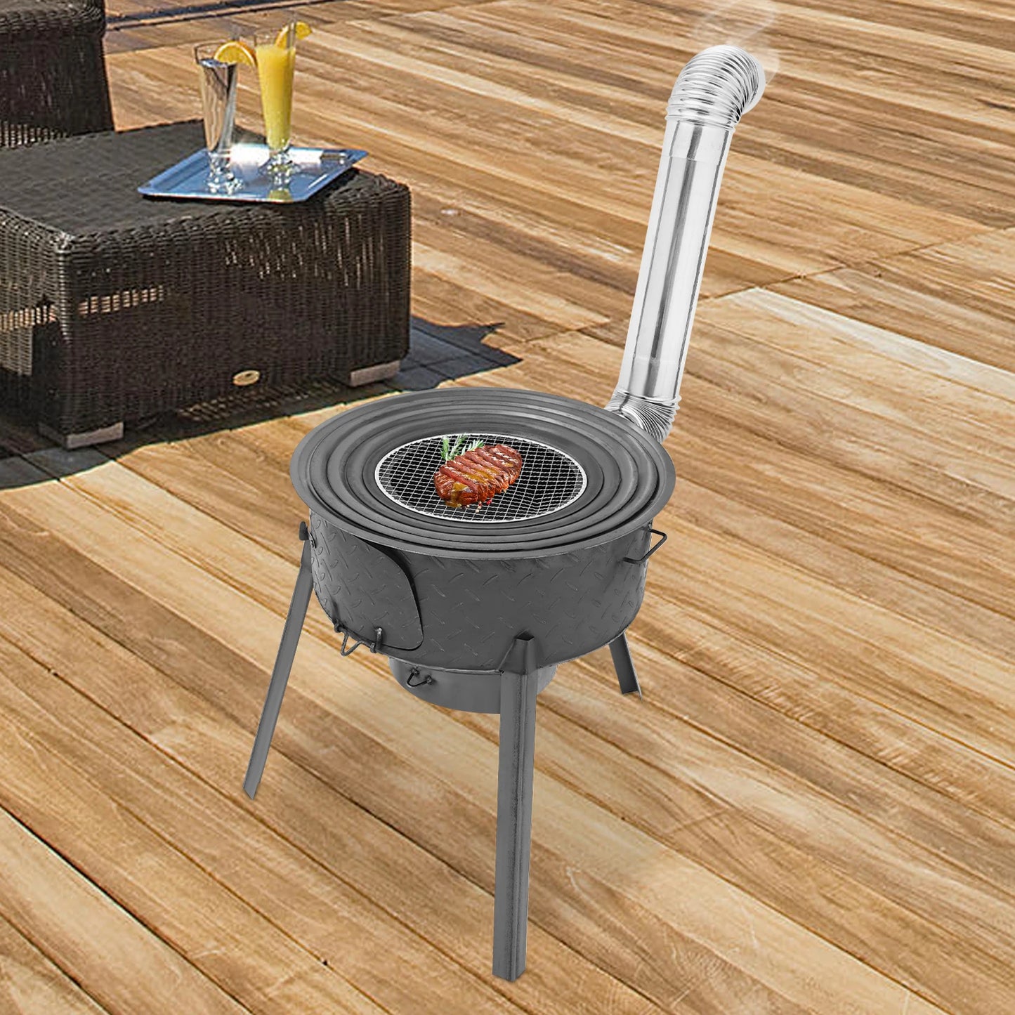 Multifunction Wood Burning Stove Portable Charcoal Stove Camping Stove for Outdoor/Backyard Cooking