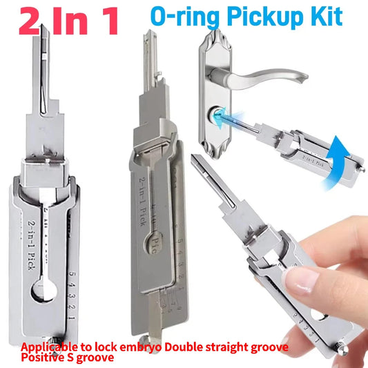 SS001 Stainless Steel Key Decoder 2 In 1 Precision Hook & Pick Set Lock Decoder O-ring Pickup Kit Maintenance Repair Hand Tools