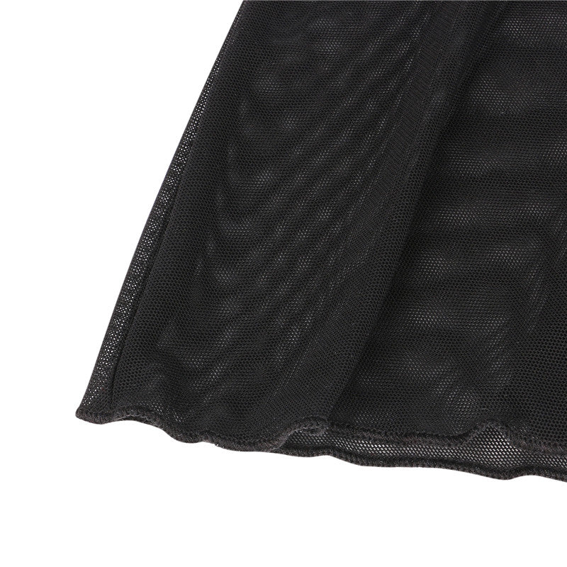 Women Sexy See Through Mini Skirt Summer High Waist Solid Skater Skirt Beach Cover-ups Sheer Mesh Rave Festival Skirt Night Club