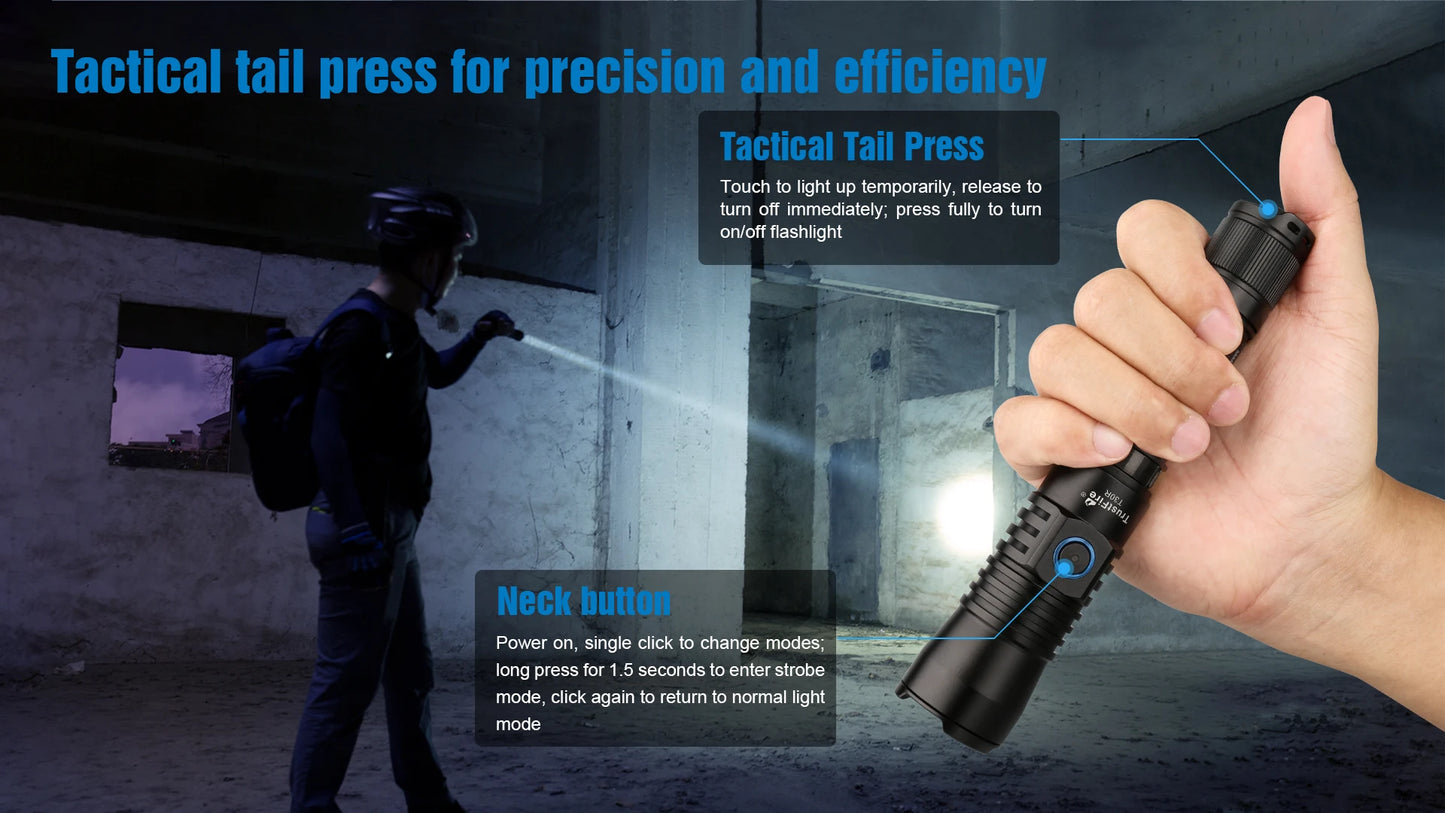 Trustfire T30R 1100M Tactical Flashlight 460Lumen La-ser High Power Led USB Flashlight 18650 Rechargeable Self Defense Torch