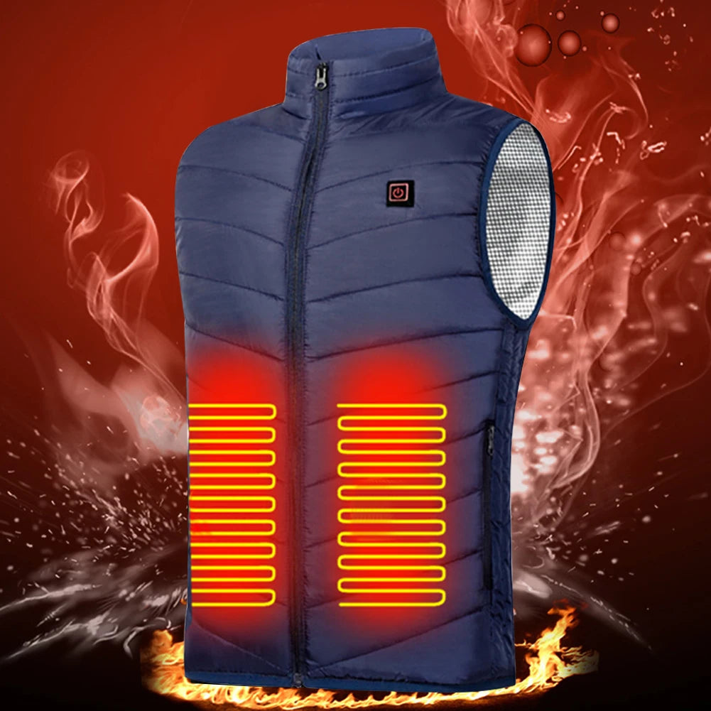 Unisex Electric Heated Vest 9 Heating Areas Heated Vest Coat Washable Lightweight with Zip USB Charging for Winter Sports Hiking