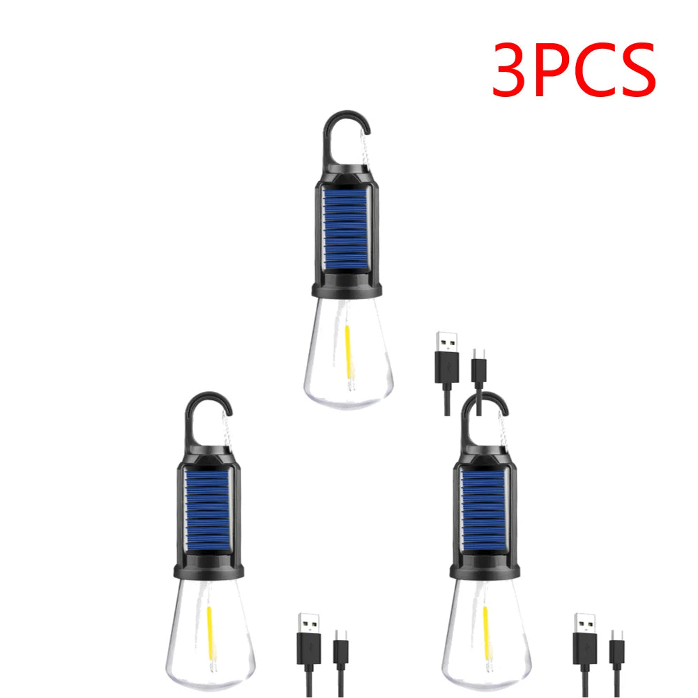 2-5PCS Solar Powered LED Lighting Lantern USB Charging Outdoor Tent Light Waterproof BBQ Atmosphere Light for Outdoor Camping