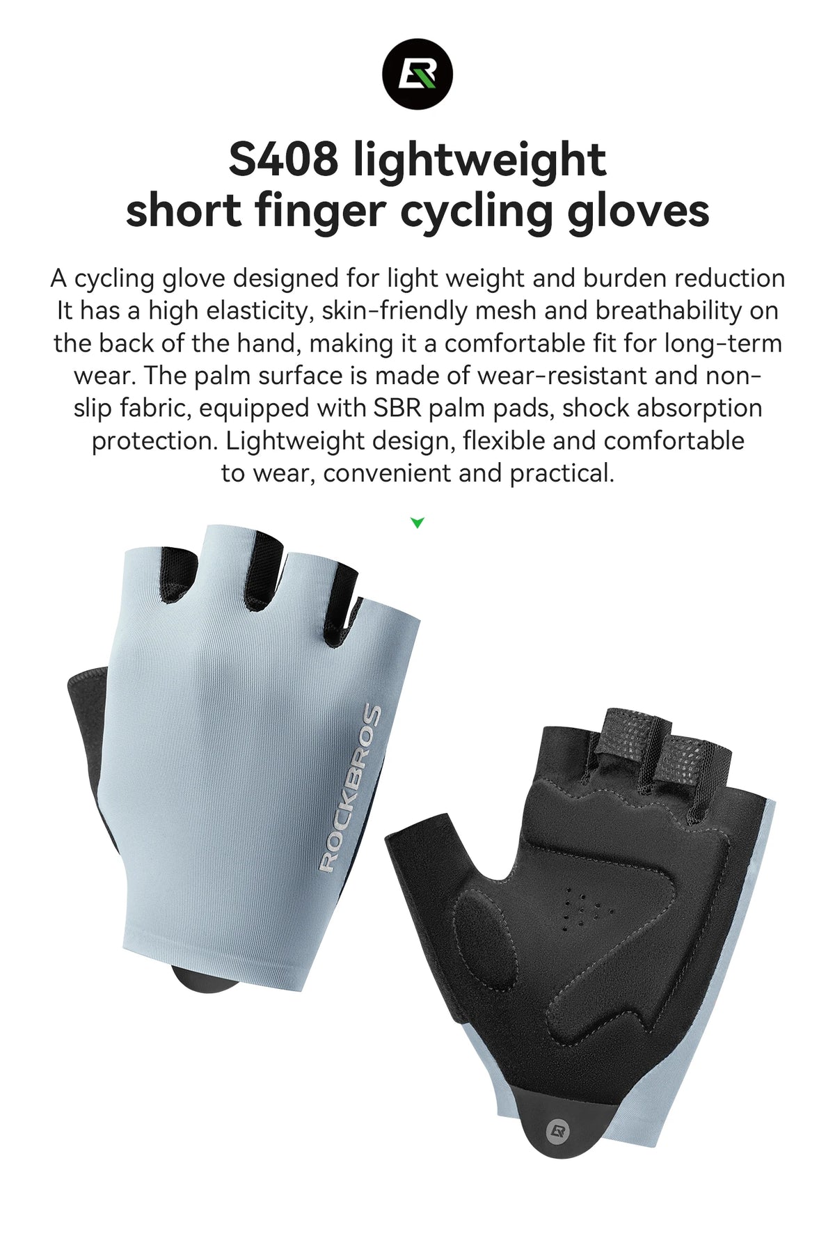 ROCKBROS Summer Cycling Half Finger Gloves High Elastic Lightweight Breathable Shock Absorption Palm Pad Men Women Cycling Glove