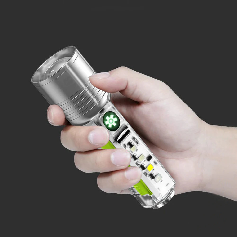 1-5PCS XHP50 LED Portable Flashlight 500mAh 800LM Type-C USB Rechargeable 6 Modes IPX4 Waterproof Camping Verification Light