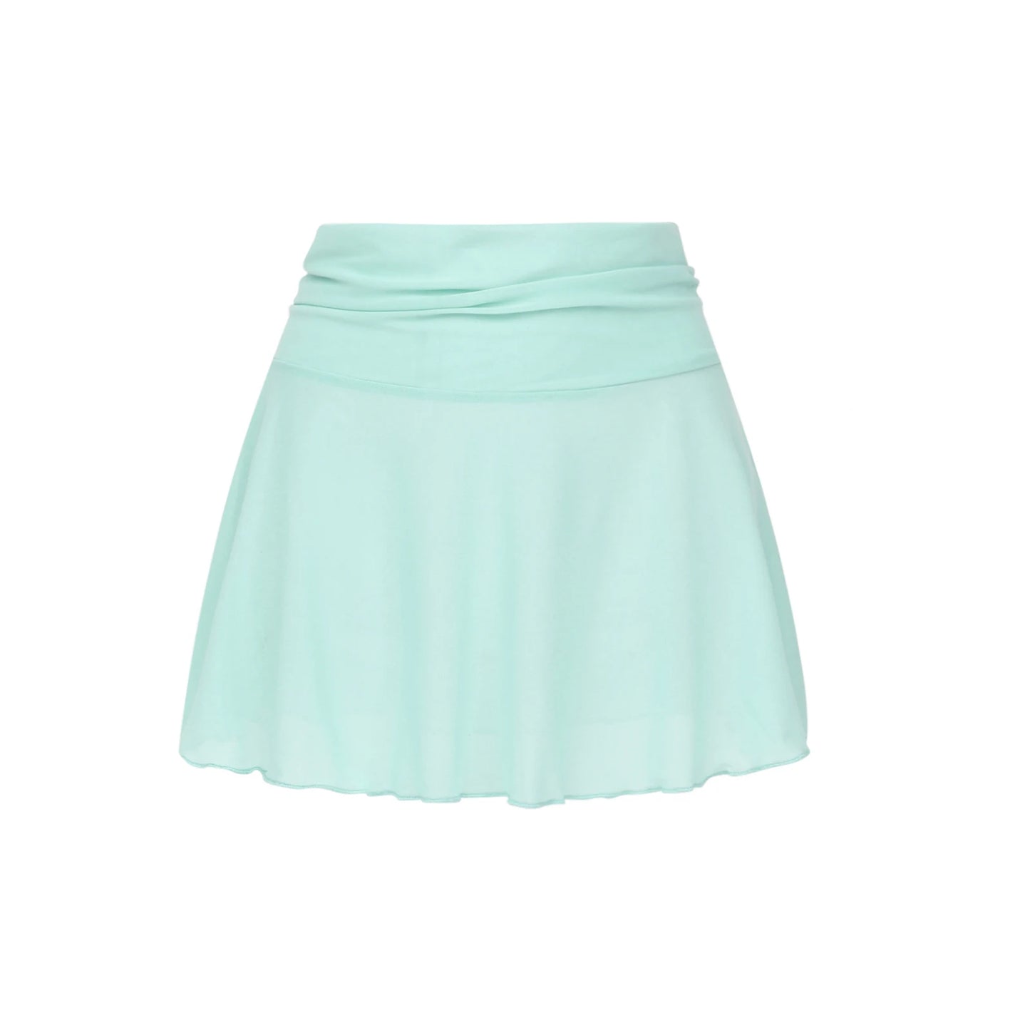 Women Sexy See Through Mini Skirt Summer High Waist Solid Skater Skirt Beach Cover-ups Sheer Mesh Rave Festival Skirt Night Club