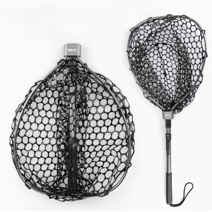 HISTAR Ultralight Portable Soft Rubber Mesh With Stainless Steel Handle Fly Fishing Tool Accessories Foldable Landing Net