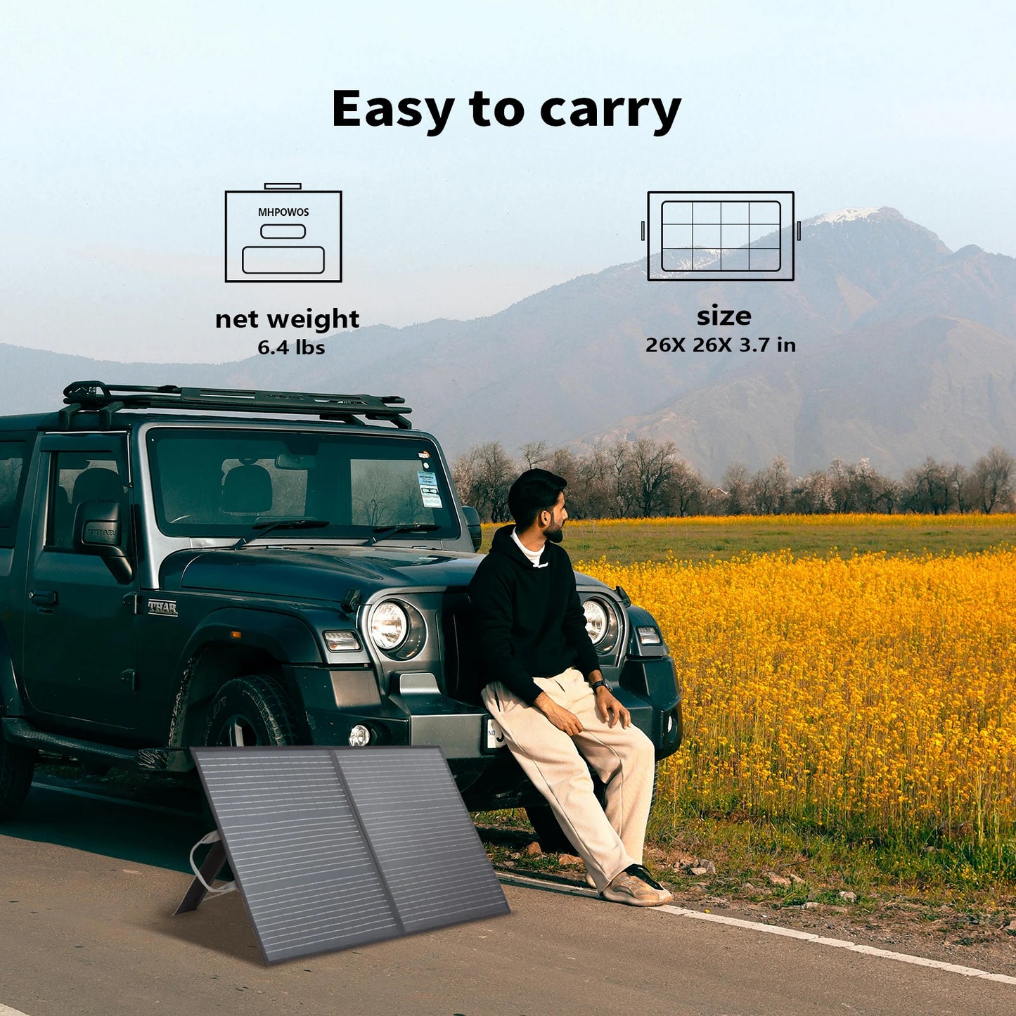 MHPOWOS Power Backup 110W Portable Solar Panel 20V Waterproof Foldable Solar Charger for Camping Fishing Outdoor RV Powerstation