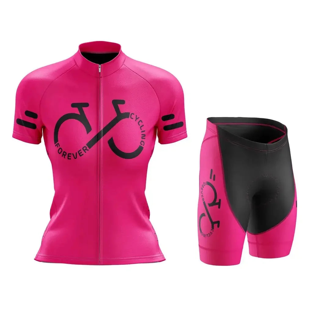 Forever Cycling Team Women Cycling Clothing Summer Short Sleeve Cycling Jersey Set Mountain Bike Clothes Maillot Ciclismo Mujer