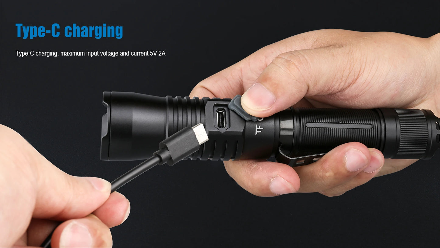 Trustfire T30R 1100M Tactical Flashlight 460Lumen La-ser High Power Led USB Flashlight 18650 Rechargeable Self Defense Torch