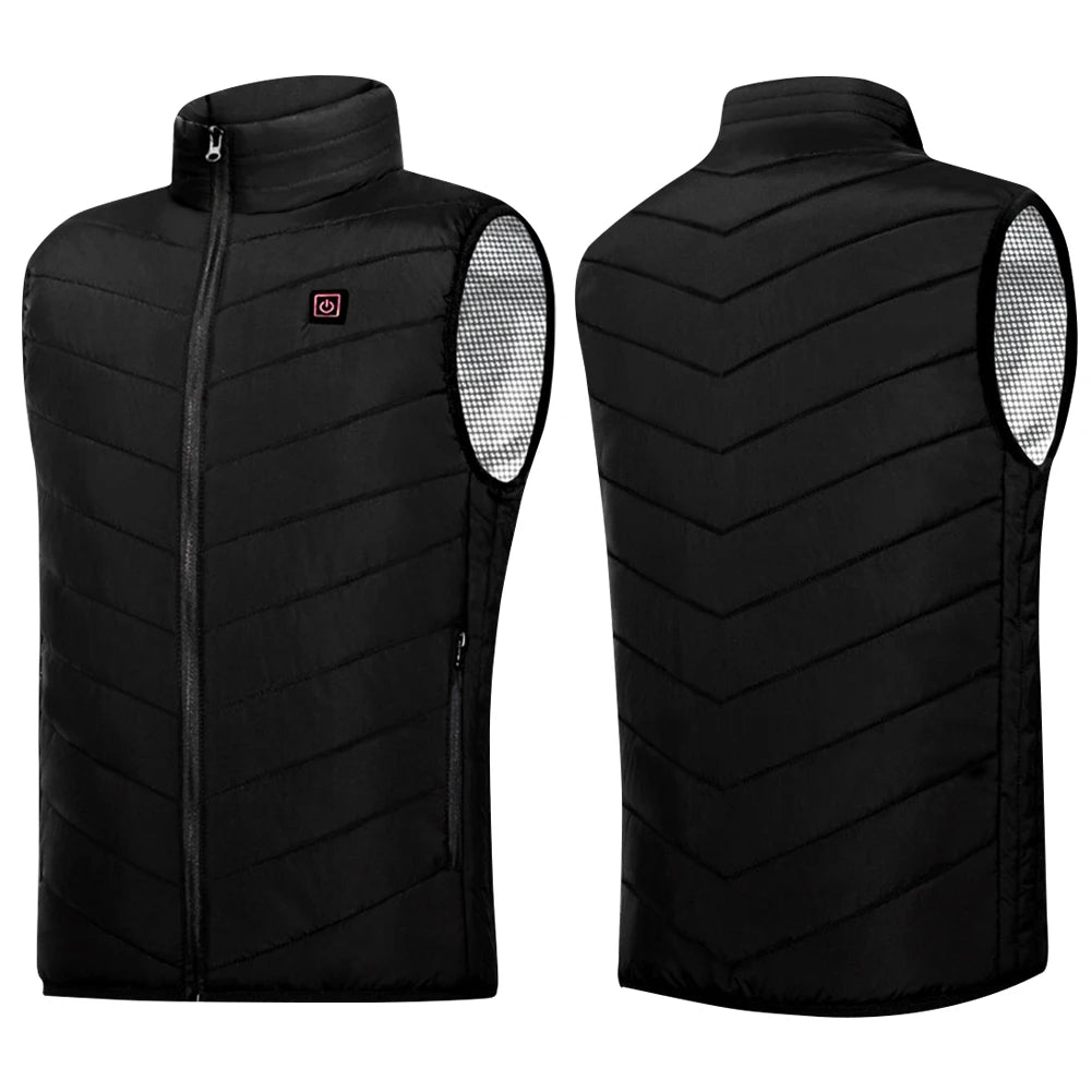 USB Electric Headed Waistcoat Men Women Smart Heating Vest Zipper 9 Areas Zone for Outdoor Hunting for Camping for Sports Hiking