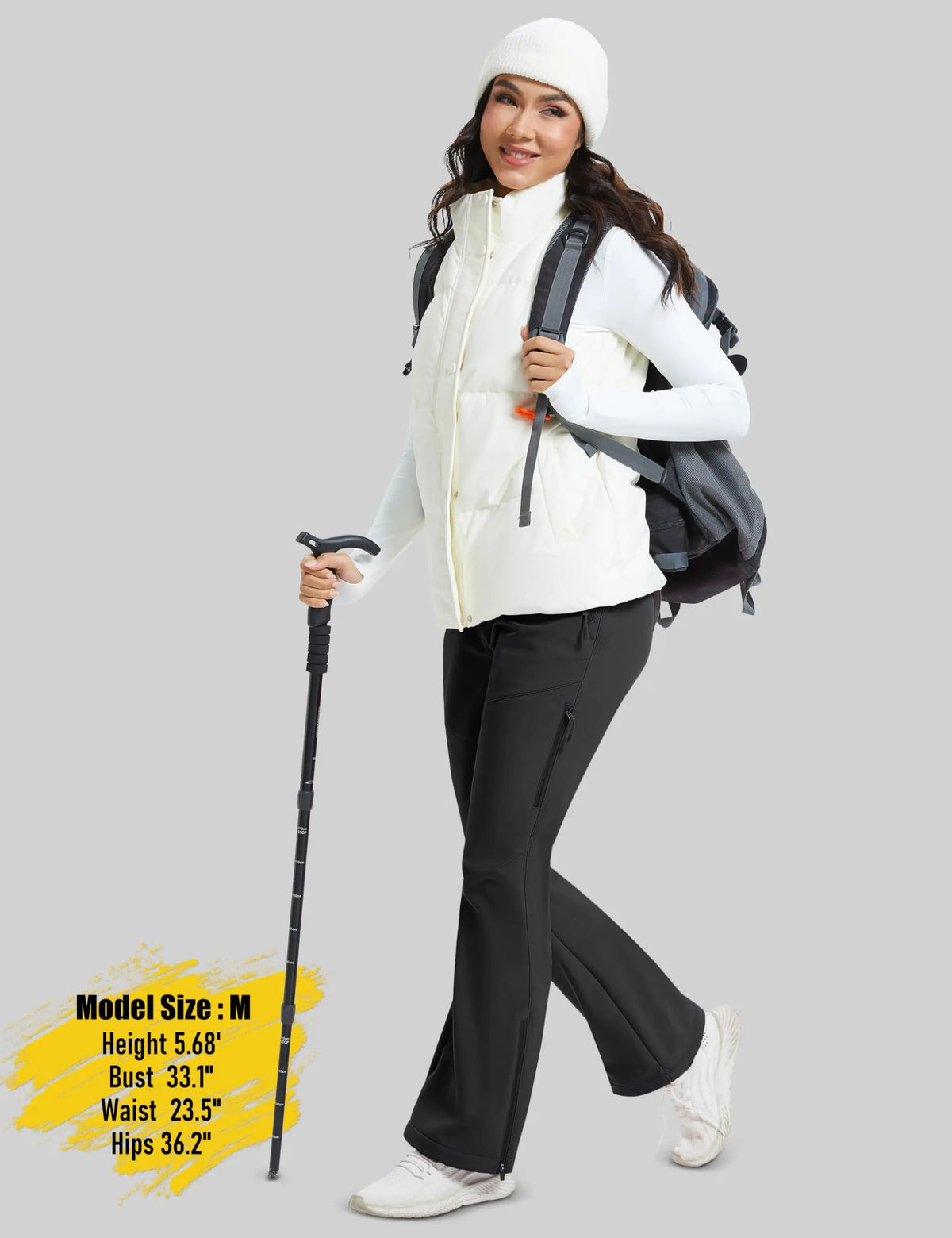 TACVASEN Womens Fleece Lined Waterproof Flare Pant with Zip Pockets Winter Warm Insulated Hiking Snow Ski Pant Outdoor Softshell