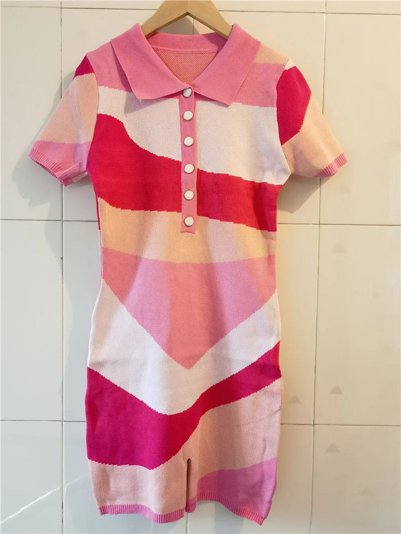 XTOCEAN Fashion Knitting Color Stitching Bodycon Rompers Women V Neck Button Short Sleeve One Pieces Jumpsuits Female Overalls