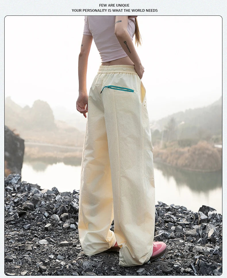 Women's Outdoor Drawstring Pants Spring Summer Trendy Mountaineering Waterproof  Casual Pants Women Paratrooper Jogging Pants