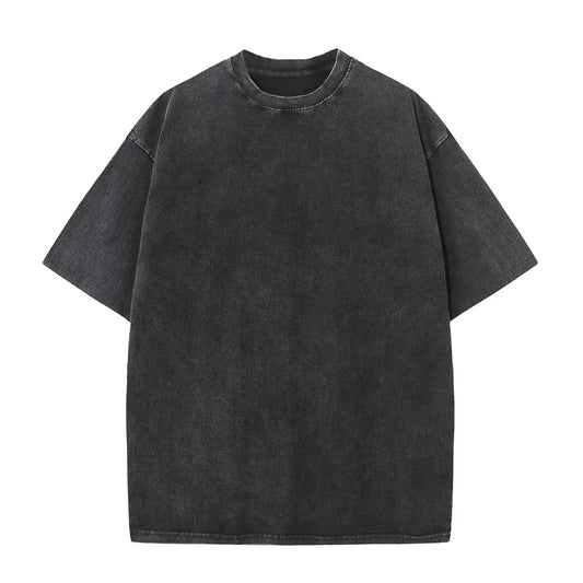 230G Cotton American Large Size T Shirts Men Summer Vintage Clothes Washed Tees Casual Short Sleeve Basic Male Tops