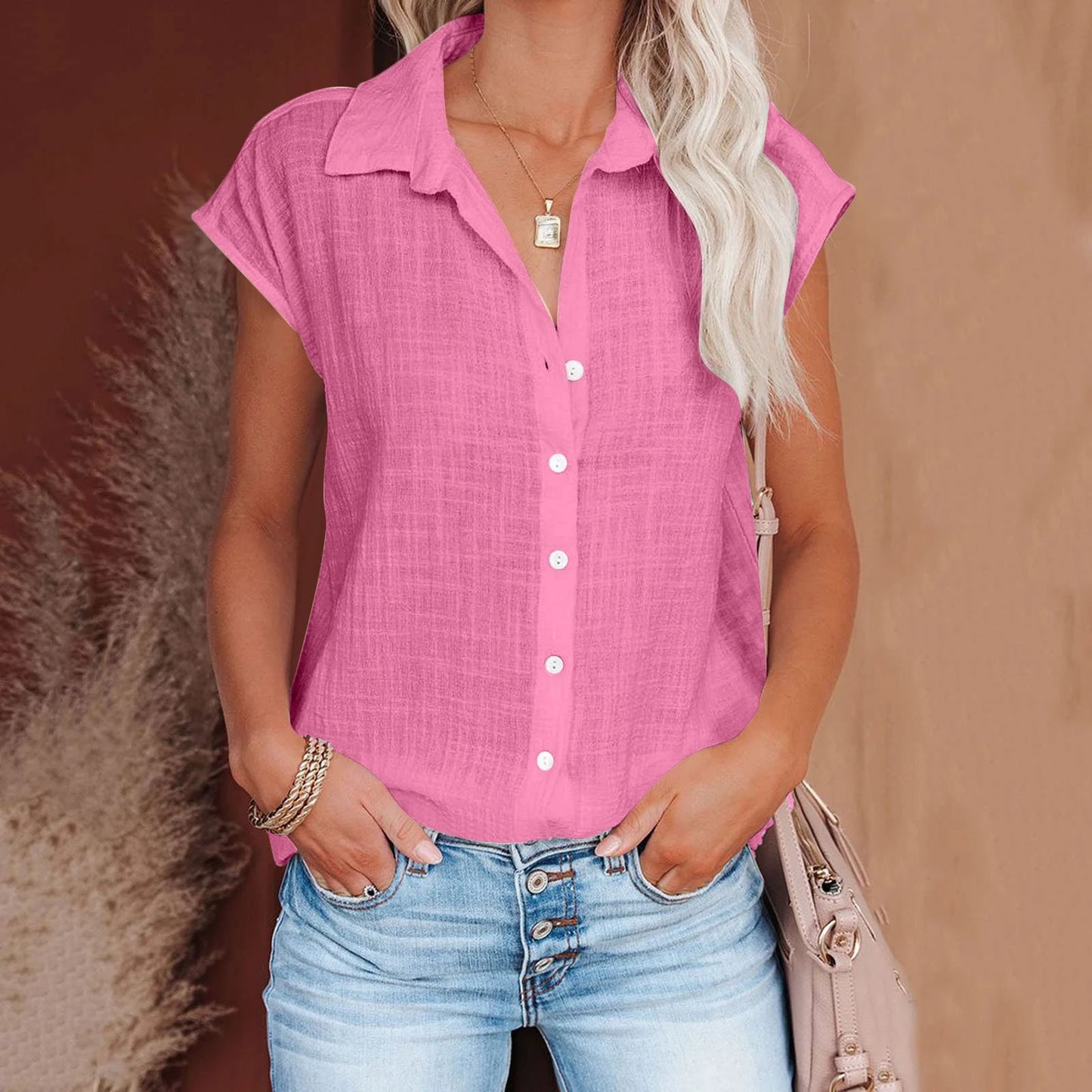 Summer Solid Cotton Linen Shirt Women's Clothing Casual Short Sleeve Tops Tee Ladies T-Shirts Blusas Thin Loose T Shirt Woman