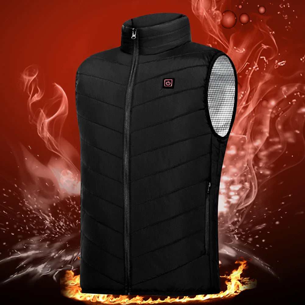 Unisex Electric Heated Vest 9 Heating Areas Heated Vest Coat Washable Lightweight with Zip USB Charging for Winter Sports Hiking