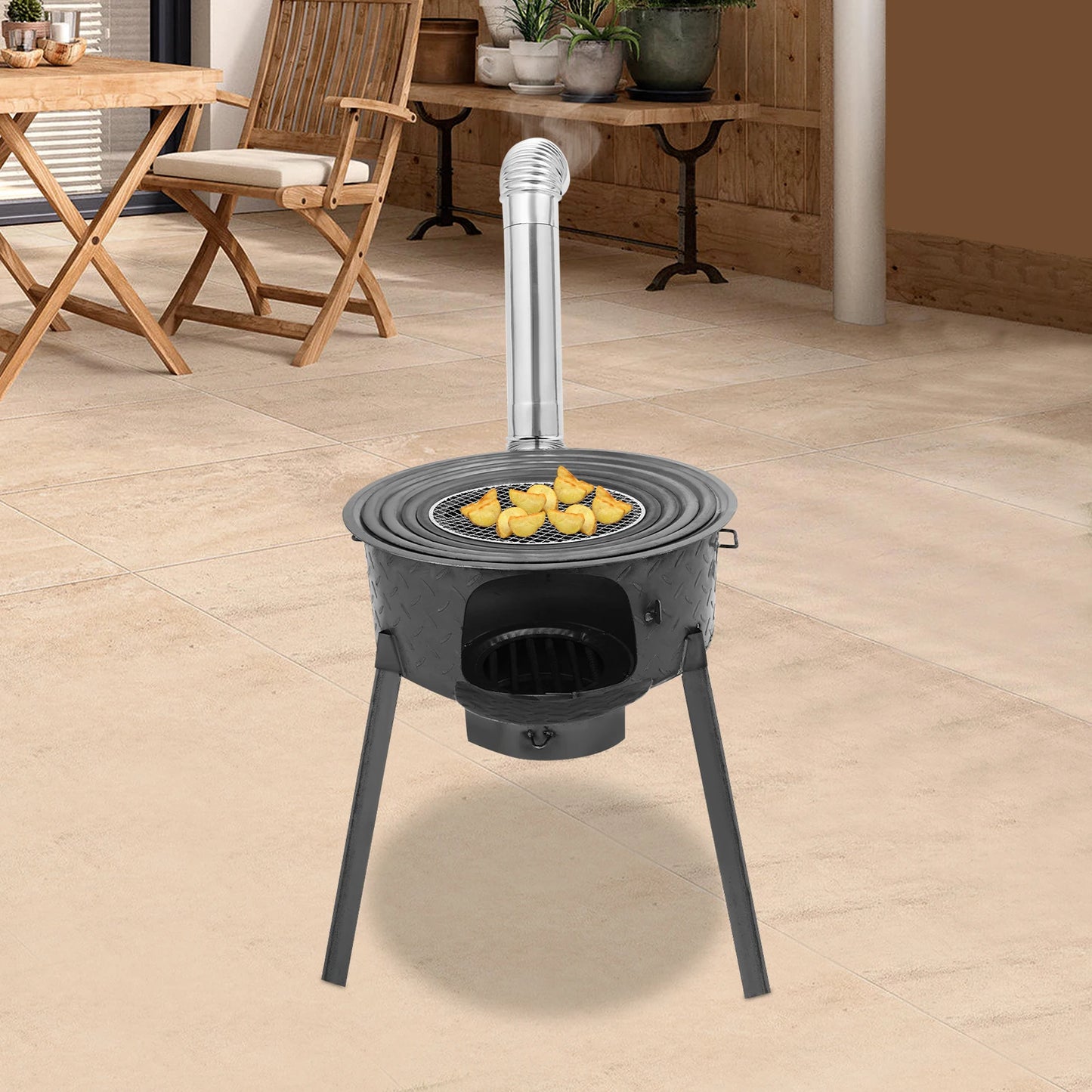 Multifunction Wood Burning Stove Portable Charcoal Stove Camping Stove for Outdoor/Backyard Cooking