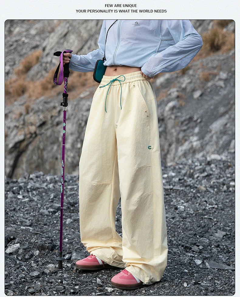 Women's Outdoor Drawstring Pants Spring Summer Trendy Mountaineering Waterproof  Casual Pants Women Paratrooper Jogging Pants