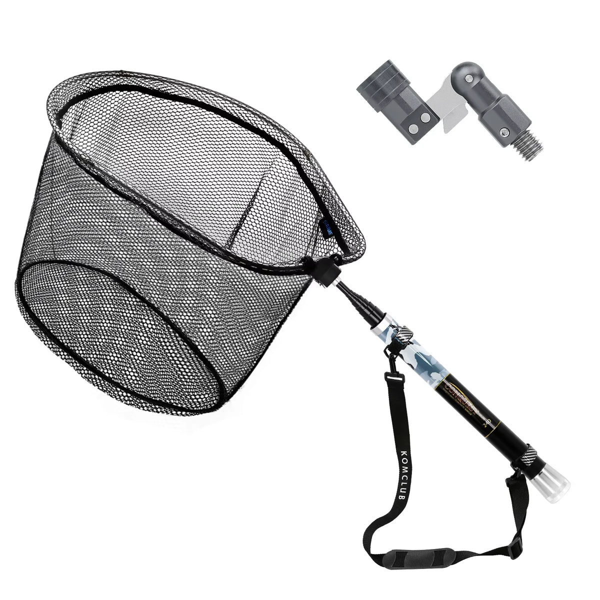 SANLIKE Folding Fishing Net Telescopic Handle with Adapter Fishing Net Set Rubber Coated Landing Net Catch Release Fishing Tools
