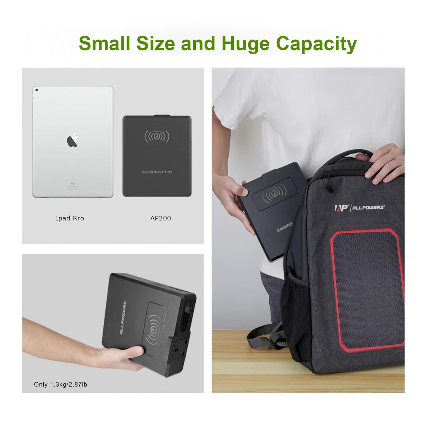 ALLPOWERS Solar Powerbank 154Wh 41600mAh  External Battery Charger Powerstation 200W Portable Generator Emergency Backup Power