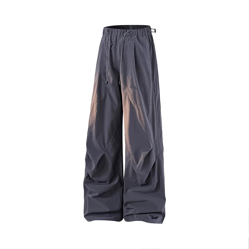 Women's Spring Autumn Loose Hiking Pants American Lazy Casual Parachute Embroidery Sweatpants Women Camping Pleated Overalls
