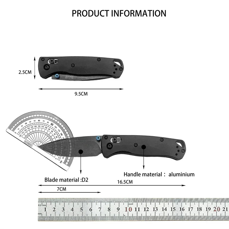 BM 533BK-2 Mini Bugout AXIS Folding Knife Plain Blade Aluminum Handle Outdoor Camping Pocket Knife Rescue Multifunction EDC Tool