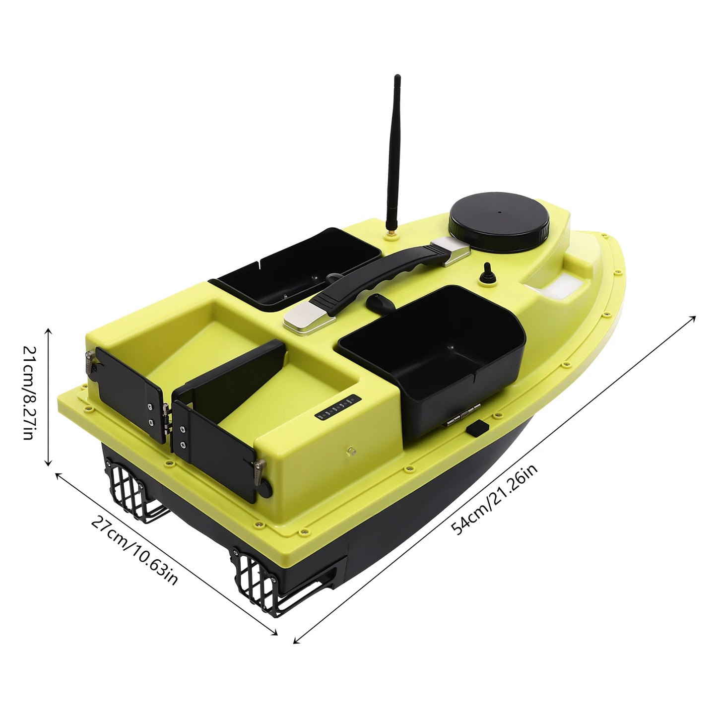 5200mAh GPS Fishing Bait Boat,Remote Control Nest Beater W/ 3/4 Bait Containers and LED Screen,1.5kg/2kg Load Rechargeable