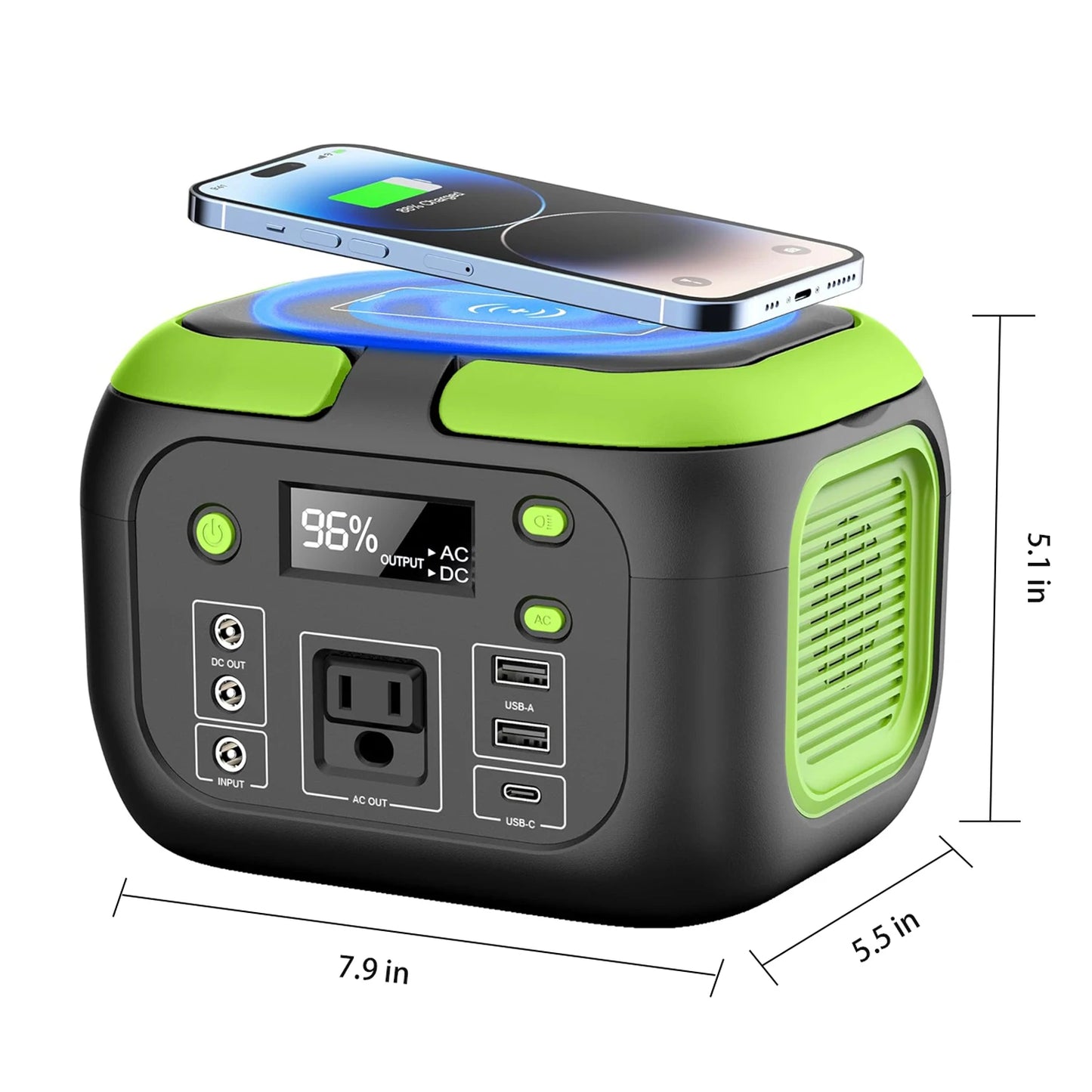 200W Portable Power Station 155Wh Solar Generator 42000mAh Power Bank with AC Outlet 110V, DC, USB QC3.0 for Outdoor Camping RV