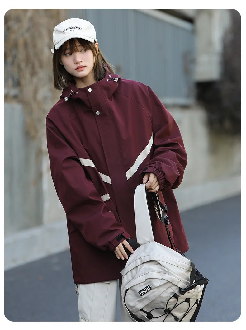 Women's Waterproof Hiking Jacket Windproof Running Coat Outdoor Camping Fishing Trekking Hunting Coat Fashion Hooded Windbreaker