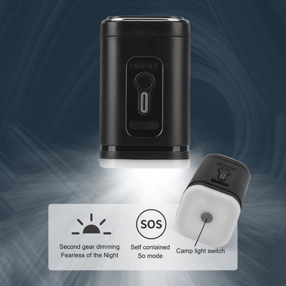 Electric Air Pump Camping Light 3 Lighting Modes Mini Inflate Deflate Pump Rechargeable for Air Beds Boat Swimming Ring