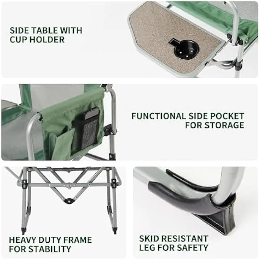 Naturehike Folding Camping Chair with Side Table Portable Director Chair for Outdoor Camp Lawn Hiking Fishing Sports
