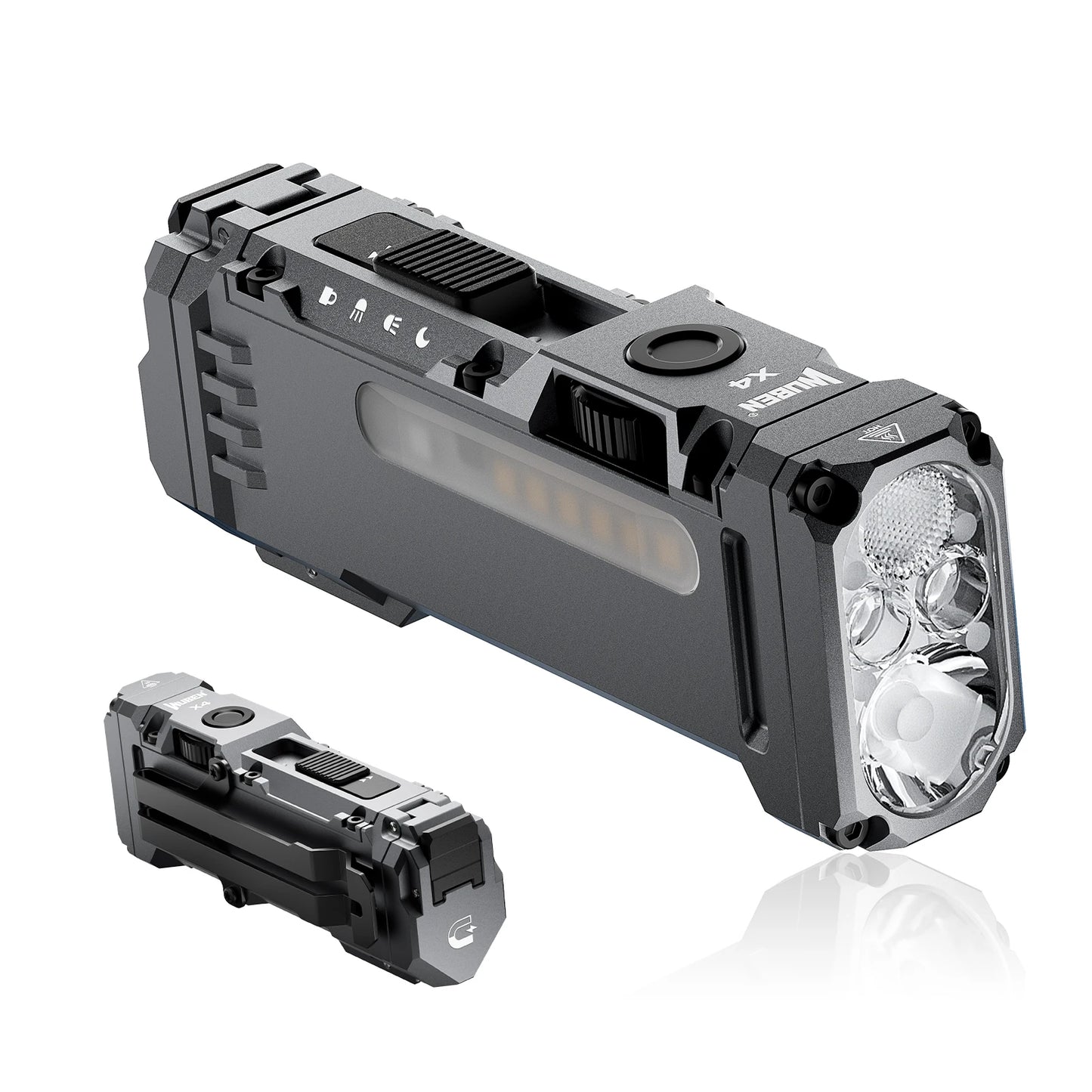 WUBEN X4 EDC Flat Flashlight with RGB Light, 1500 Lumens Mini Flashlight with Tactical Switch and Magnetic, IP68 Portable Pocket