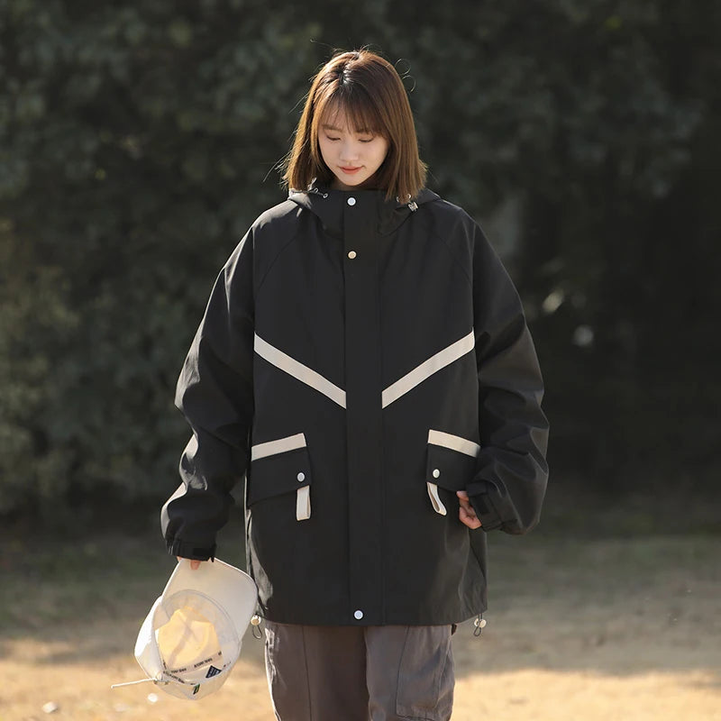 Women's Waterproof Hiking Jacket Windproof Running Coat Outdoor Camping Fishing Trekking Hunting Coat Fashion Hooded Windbreaker