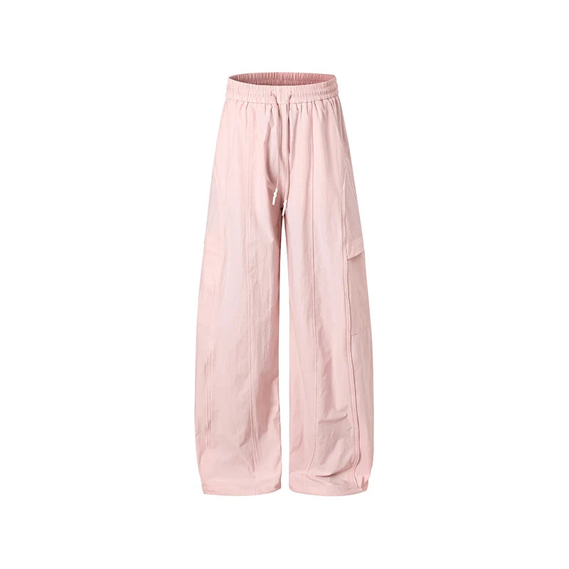 Women's Trendy Street Style Cargo Pants Fashion Oversized Pocket High Waist Baggy Pant Women Hip Hop Straight New Trousers Pink
