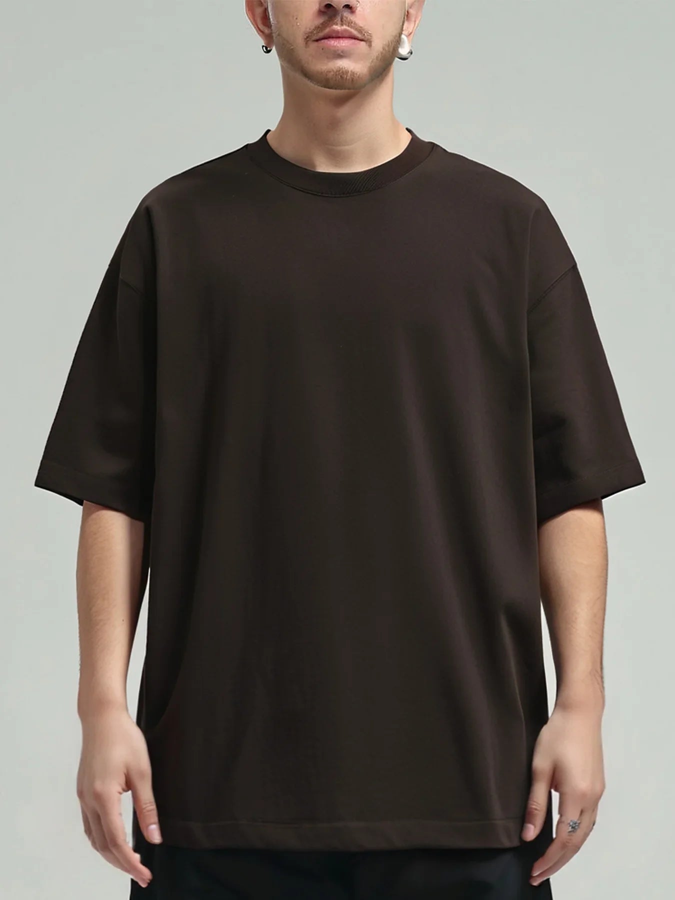 11.29oz 320Grams Heavy Cotton Weight Oversized Loose Men T-shirt Solid Color Drop Shoulder Short Sleeve High Quality