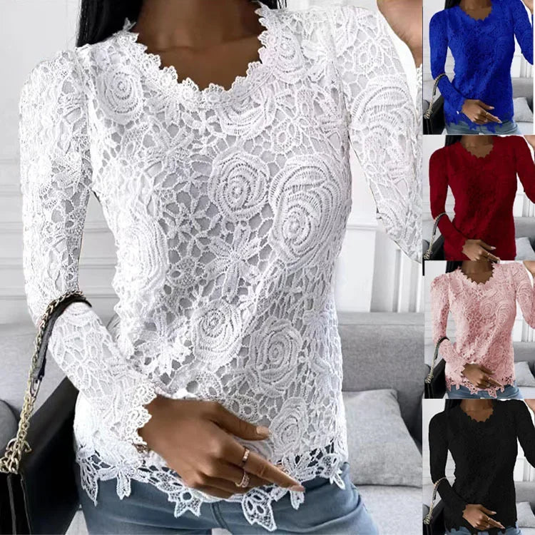 Lace T Shirt Women Elegant Casual Tshirt Woman Clothing Summer Fashion Tops Tee Vintage Clothes Streetwear Solid T-Shirts Blusas