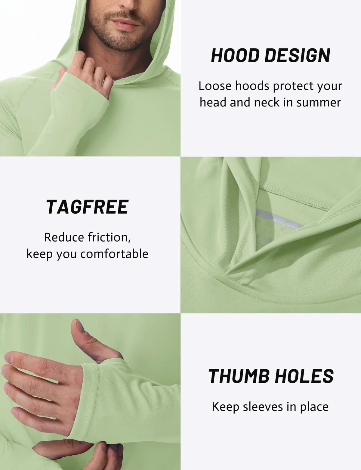 Men's UPF 50+ Sun Protection Hoodie Shirt Long Sleeve Quick Dry Fishing Shirt Lightweight Outdoor Hiking Workout T-Shirt