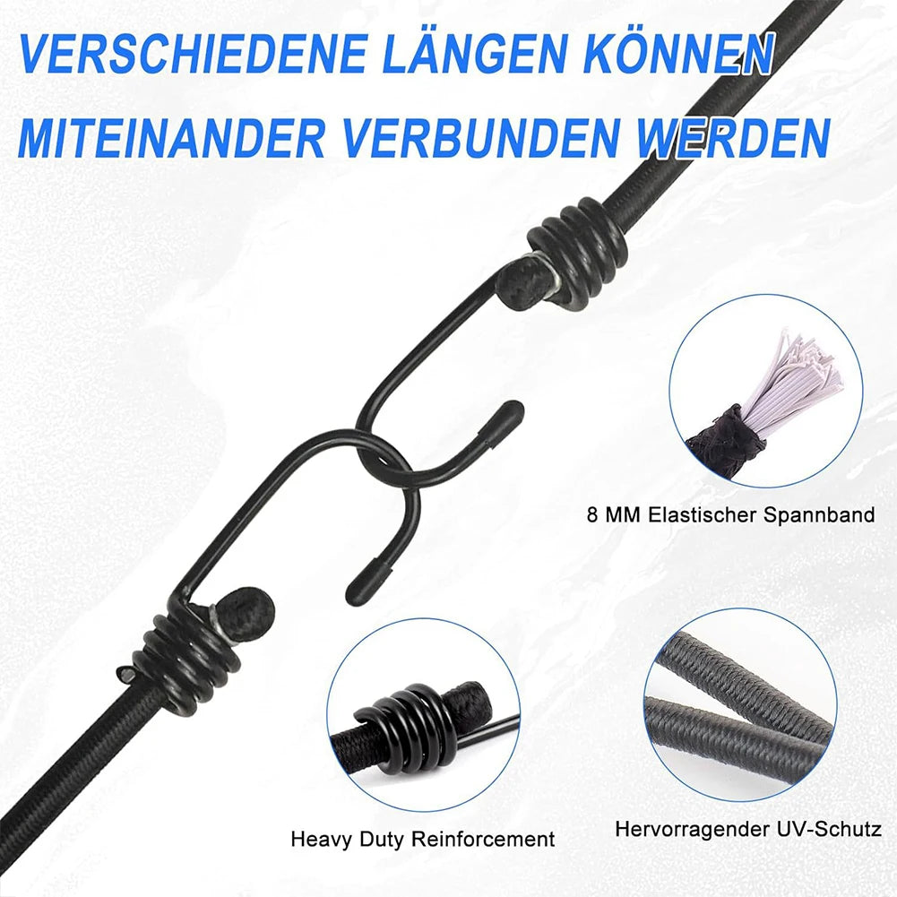 10Pcs Bungee Cords with Hooks Includes 30cm 60cm 100cm Outdoor Elastic Bungee Straps Bungee Rope for Bikes Camping Outdoors
