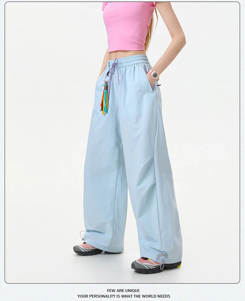 CHRLCK Women's Loose Cargo Pants Quick Drying Hiking Pants Waterproof Fishing Camping Cycling Trekking Trousers Summer