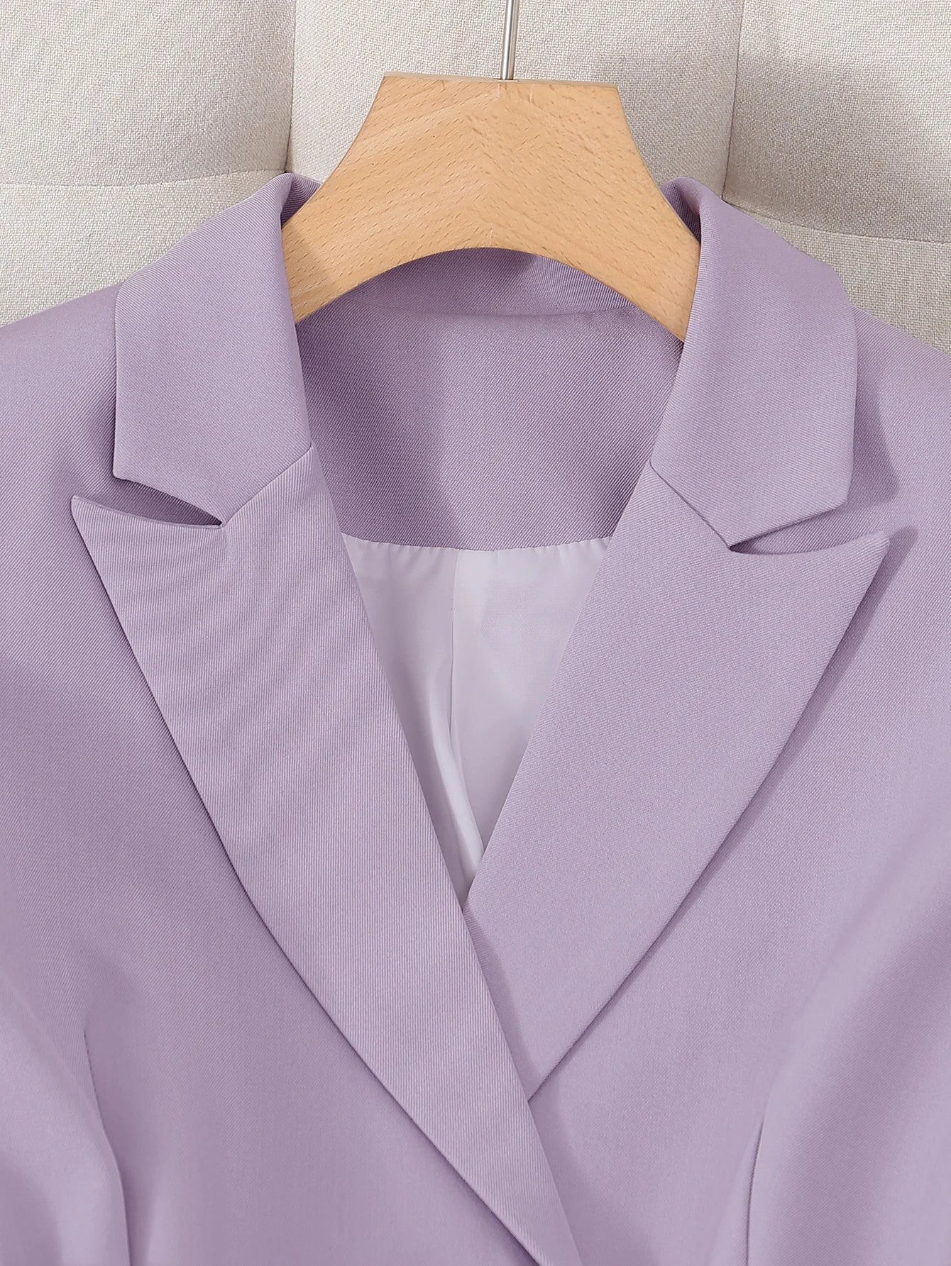 Urban elegant temperament solid color commuter office business suit jacket with belt and long trousers two-piece set, office bus