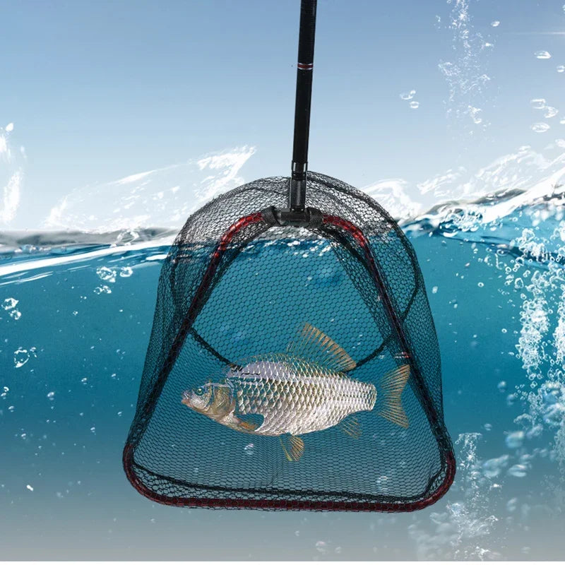 Aluminum Alloy Rubber Coated Fish Landing Net Foldable Telescopic Sea Fly Fishing Net Floating Fishing Net 40cm/60cm/65cm