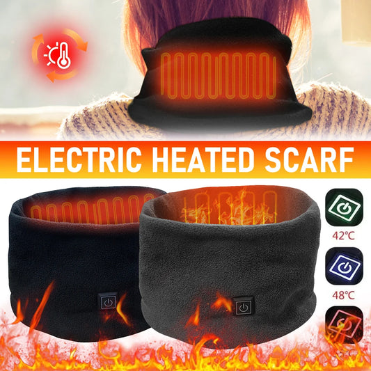 Winter Electric Heated Scarf Unisex Windproof Thermal Fleece Scarf Rechargeable Heating Neck Wrap For Cycling Skiing Camping New