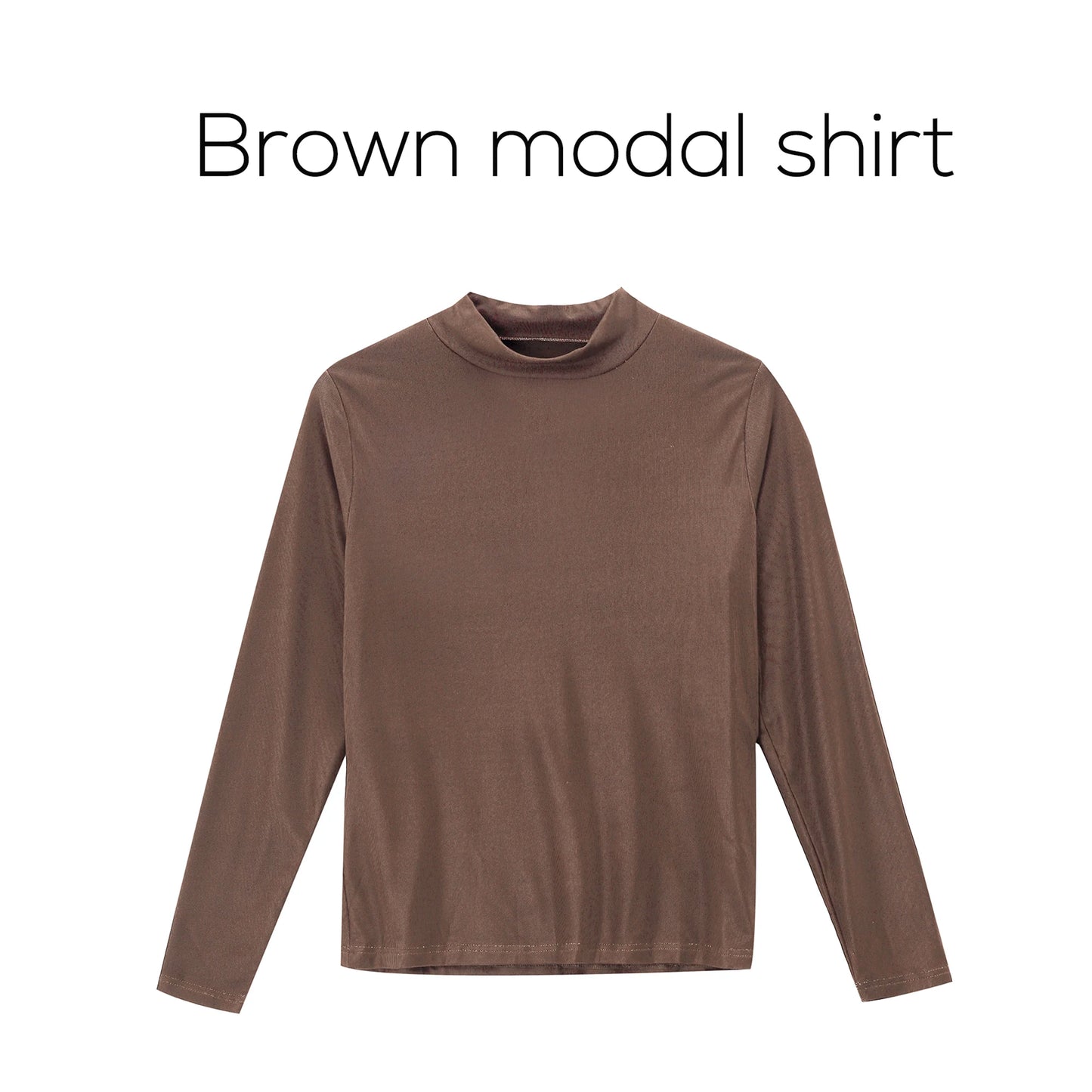 AP Women 2026 Autumn and Winter Knitting Patchwork Sweater Mock Neck Modal Shirt Stretch Skirt Leather Skirt